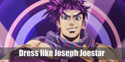 Joseph Joestar costume is a tight pair of blue jeans, as well as a very slim-fitted green tank top, along with some hardcore biker-style gloves.