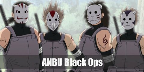 ANBU Black Ops costume is a ninja vest, pants, sandals and animal printed mask