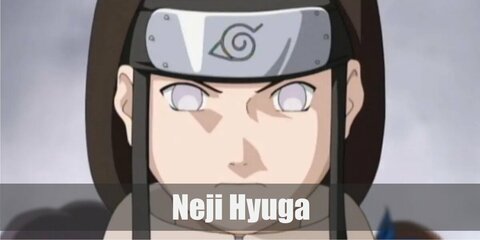  Neji Hyūga’s costume is a unique white button down shirt, black sorts, dark shinobi shoes, lots of white bandages, and his shinobi forehead protector.