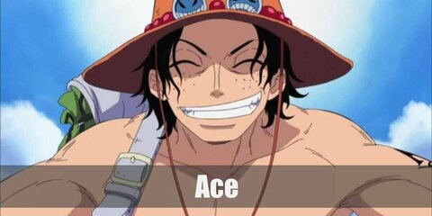 The main point of his costume is Ace's hat followed by his necklace and bracelets. He also wears a pair of black shorts and shoes.