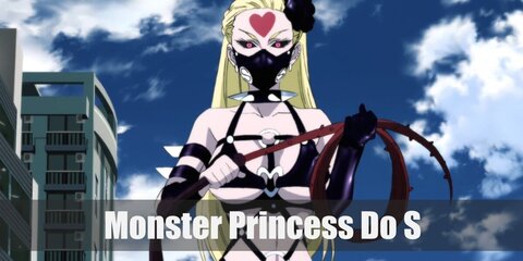 Monster Princess Do-S wears a dominatrix-inspired outfit styled with mismatched gloves, boots, and a blonde wig.