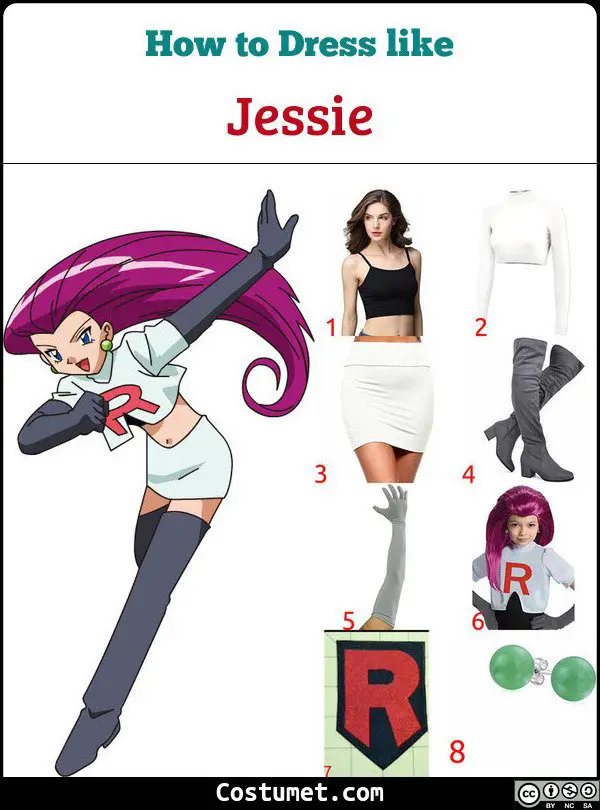 Anime Pokemon Team Rocket Jessie Cosplay Costume Women Halloween Fancy Dress 