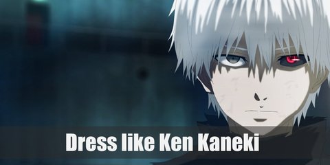  Ken Kaneki costume is wearing a long-sleeved black sweater underneath a black hooded top, a pair of black tights underneath black shorts, black boots, and his signature mask. 