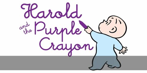 Harold and the purple costume is blue pyjamas and you can rock a white shirt with purple writings on them. Carry a toy crayon.