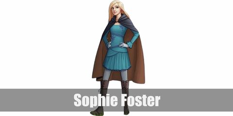 You can rock Sophie's costume by simply wearing matching teal or green long-sleeved top and skirt. Then add accents with grey leggings and brown boots. Top it off with a cape and a blonde wig. 