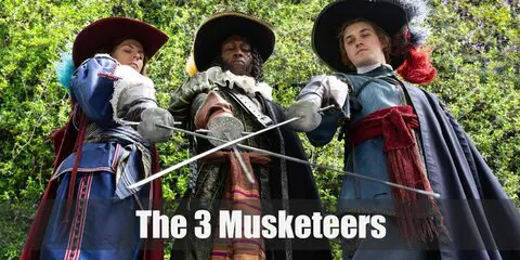 The Three Musketeers costume is a long-sleeved shirt and brown pants. Keep it close to the original with a blue cloth over the shirt. Complete the costume with gloves and tricorn hat fit for a musketeer!