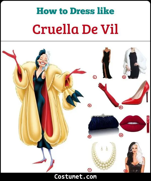Femmes cruella de vil 101 dalmatiens veste tv film fancy dress costume outfit