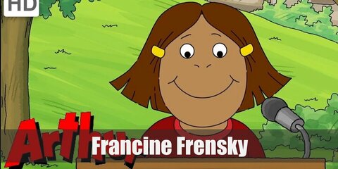 Francine's costume features a laid-back look that has a cozy sweater for the top and blue jeans. She wears red sneakers, too!
