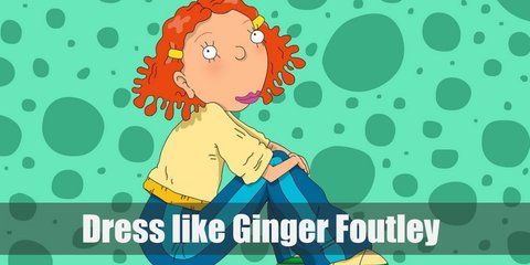 Ginger Foutley typically wears casual, baggy clothes. To dress like her, wear a short-sleeved yellow top, a pair of track pants, and sneakers. Cop a curly ginger wig with hair ties, too!