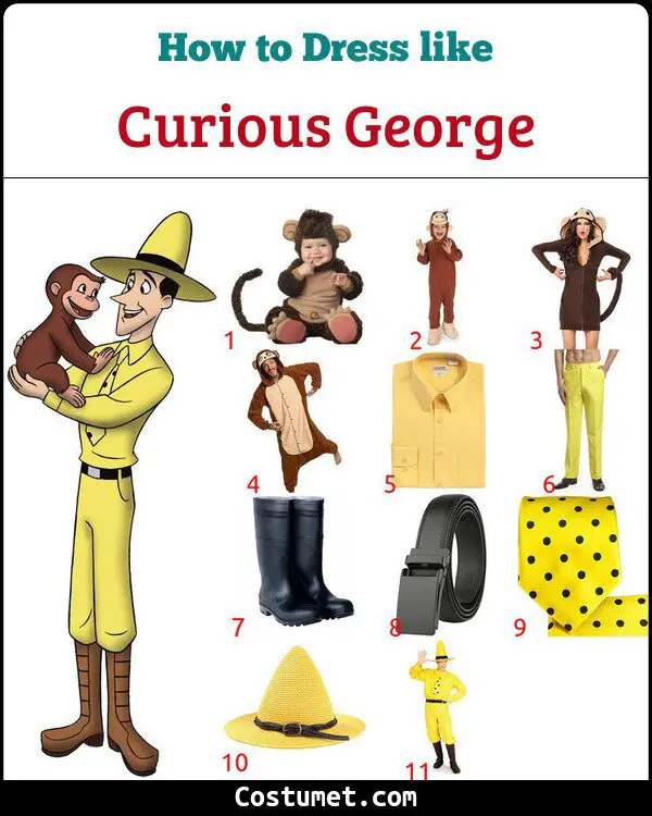 Curious George and The Man in the Yellow Hat Costume for Cosplay ...