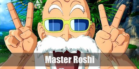 Master Roshi wears a traditional orange garb which you can recreate with a long-sleeved button-down and comfy dark pants. He wears martial arts shoes as well as maintains a long white beard and mustache. Be sure to wear a skin head cap, too!