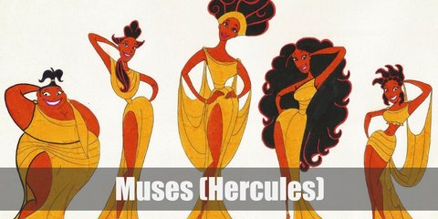  If you’re looking for a simple yet regal group costume for you and your friends, go Grecian with the muses from Hercules. The Muses’ costumes consist of a white Grecian dress, white heels, and brunette hair.