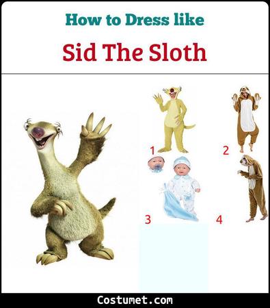 nose Patch Suburb Sid the Sloth (Ice Age) Costume for Cosplay & Halloween 2023