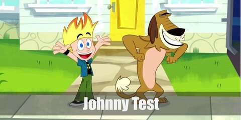  Johnny Test’s costume is a black radioactive shirt under a blue button down, green cargo pants, black and white sneakers, a black watch, and he dyes his hair yellow and orange.