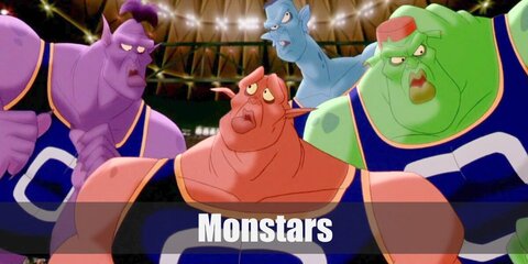 The Monstars costume can be recreated with a muscle shirt and the Monstars basketball jersey.
