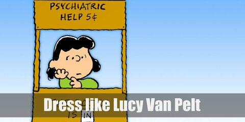 Lucy van Pelt’s most iconic outfit is her light blue dress paired with black and white Oxfords. She also loves bringing her football along.   