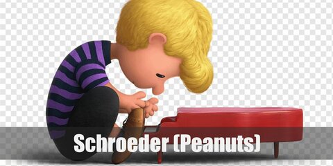 Schroeder costume is a purple striped shirt and black shorts. Then wear a blonde wig. Nail the costume with brown shoes with purple socks, too!