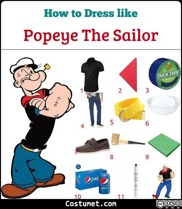 Popeye The Sailor Costume for Cosplay & Halloween