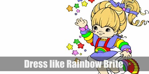  Rainbow Brite main dress is colored blue but her whole outfit is usually scattered with rainbow-themed patterns.