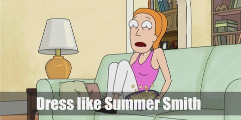 Summer Smith wears a variety of clothes throughout the show but she is most often seen rocking a magenta tank top, white pants, and black ballet flats.