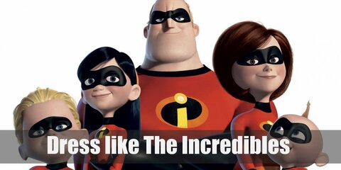  The Incredibles wear super suits made by famous designer, Edna Mode. Each of them wears a red long-sleeved spandex suit with black details. They also wear black gloves, black boots, and black eye masks. 