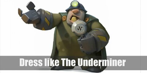  The Underminer’s costume is a yellow long-sleeved shirt, brown overalls, a brown/green cape, brown boots, a miner’s hard hat, and mechanical hands.