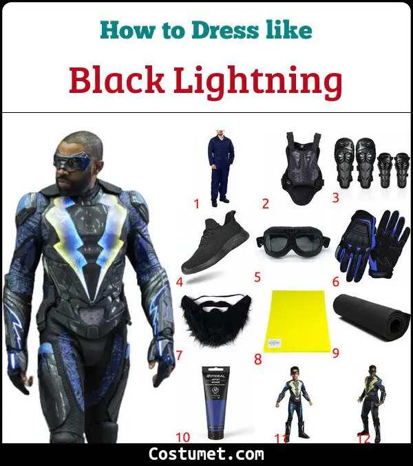 Black Lightning Costume for Cosplay & Halloween