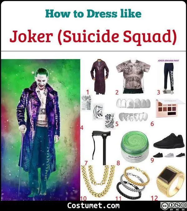 Cosonsen Suicide Squad Joker Cosplay Costume Halloween Outfits Leather Suit 