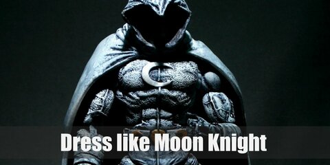 Moon Knight costume is a black and white (mostly white) costume. He also loves his billowing hooded cape and full face mask. 