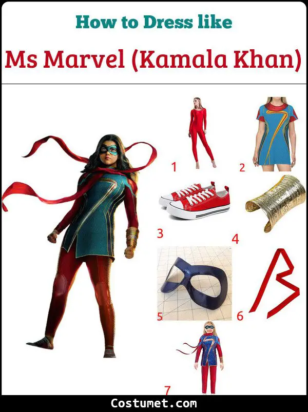 Ms Marvel (Kamala Khan) Costume for Cosplay & Halloween