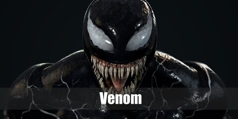 Venom’s costume can be also be DIY with a Venom mask, a printed shirt over a unitard, and a pair of black shoes.