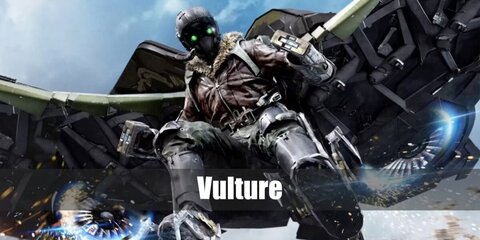 Vulture's costume can be DIY-ed with a leather jacket,capri pants, boots,and a helmet. Be sure to get a pair of wings, too.