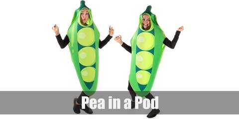 Wear a green shirt and add foam balls as the green pea. Then make a DIY cocoon with a yard of cloth.