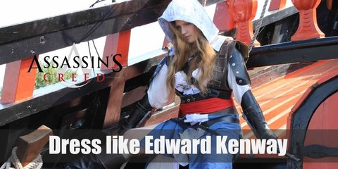 Edward Kenway owns a very stunning assassin costume that is red and white colors signify Edward's British root and a pair of hidden blade and other awesome accessory