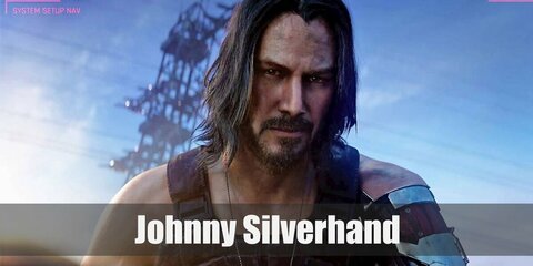 Johnny Silverhand's costume features a military vest, leather pants, and boots. You can wear metallic gloves to recreate his hand, too.