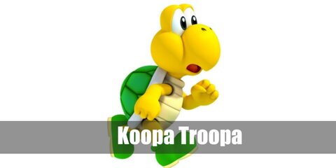 A Koopa Troopa costume can be recreated with a yellow sweater and pants combo, a puff vest, and a turtle shell back pack. 