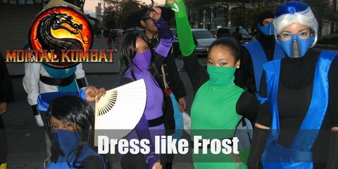 Frost’s attire is the female counterpart of Sub Zero’s with the same shade of blue and the ninja-like uniform. Their biggest difference is that Frost’s hair is visible and she sports an ice white, spiky hairdo. 