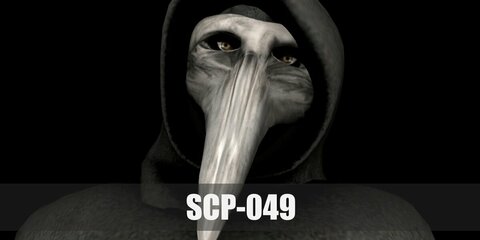 SCP-049 plague doctor costume is a vintage plague mask and a hooded cloak, pair up with black shoes and gloves.