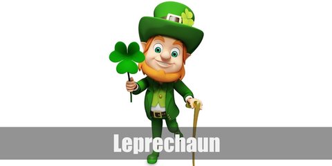 The Leprechaun costume can be recreated with a white inner shirt, vest, and matching green jacket and pants. Complete the look with high socks, black shoes, and the iconic green top hat.