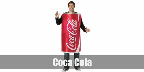 The Coca Cola costume can go both ways: a sexy dress or with a oversized fit to match the 'soda can' aesthetic. You can get a dress or a shirt to pull it off.