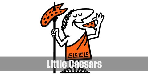 Little Caesars costume is an orange one-shoulder toga or cut one from yards of orange cloth. You can also wear gladiator sandals and carry a toy pizza.
