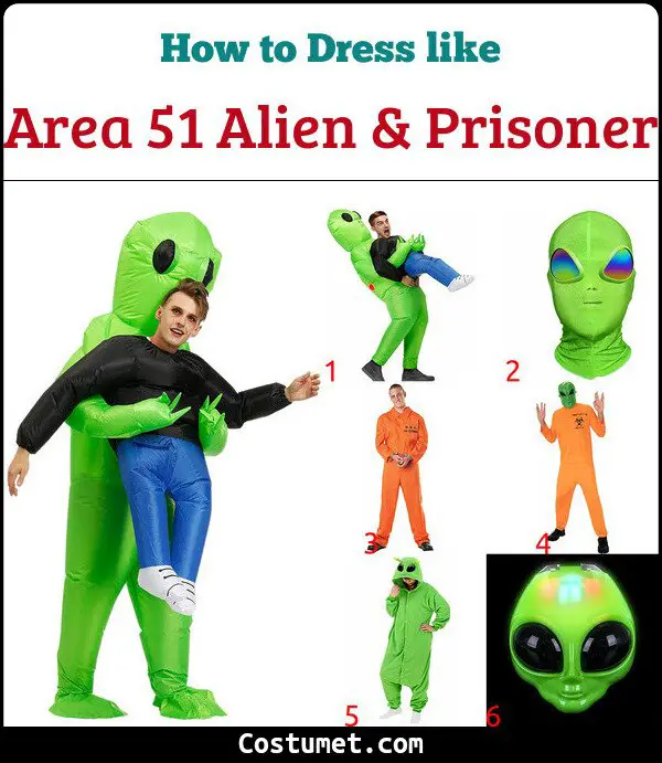 Area 51 Alien & Prisoner Costume for Cosplay & Halloween