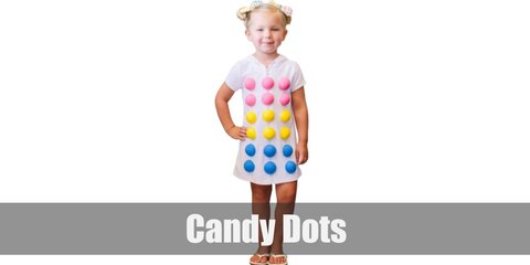 You can rock your own Candy Dots outfit with a shirt styled with foam balls. For more color, you can choose a colored wig and matching tights, too.