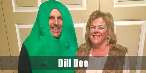 Dill Pickle's costume comes in a one-piece pickle-shaped item while the Doe costume can be recreated with a doe set costume or a DIY one with faux fur stole and a deer headband.