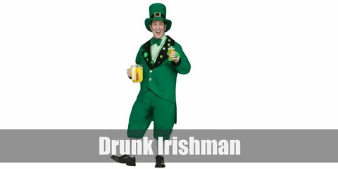 Looking similar to a drunk Leprechaun, one can recreate a drunk Irishman costume by getting a green jacket and shorts styled with long socks and dark shoes. Carry a beer mug too and top it with a green hat for a festive finish.