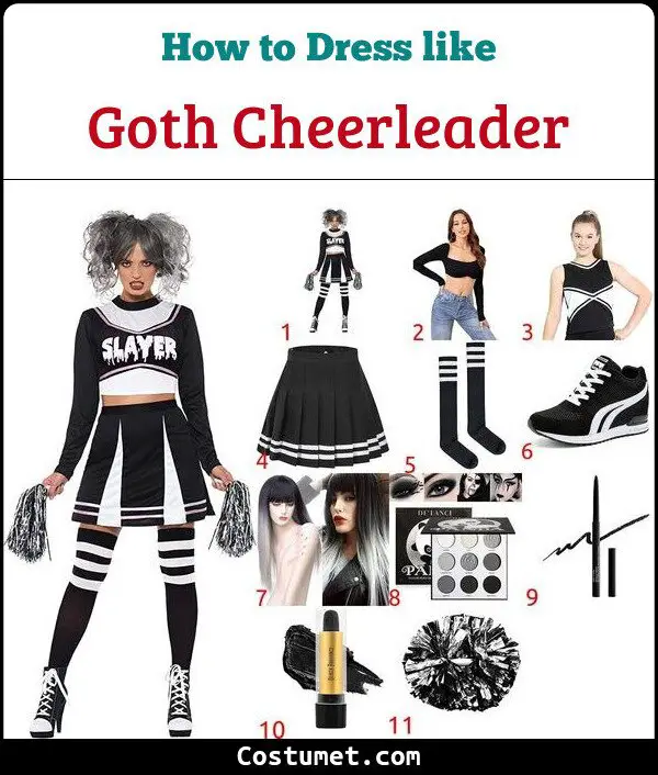 Goth Cheerleader Costume for Cosplay & Halloween