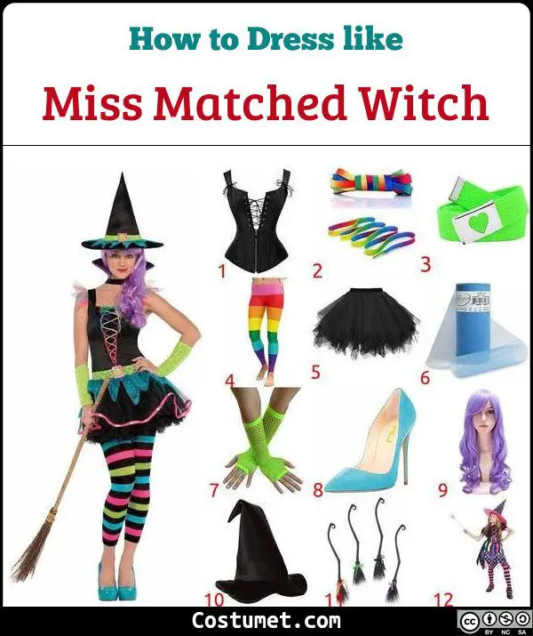 Miss Matched Witch Costume for Cosplay & Halloween