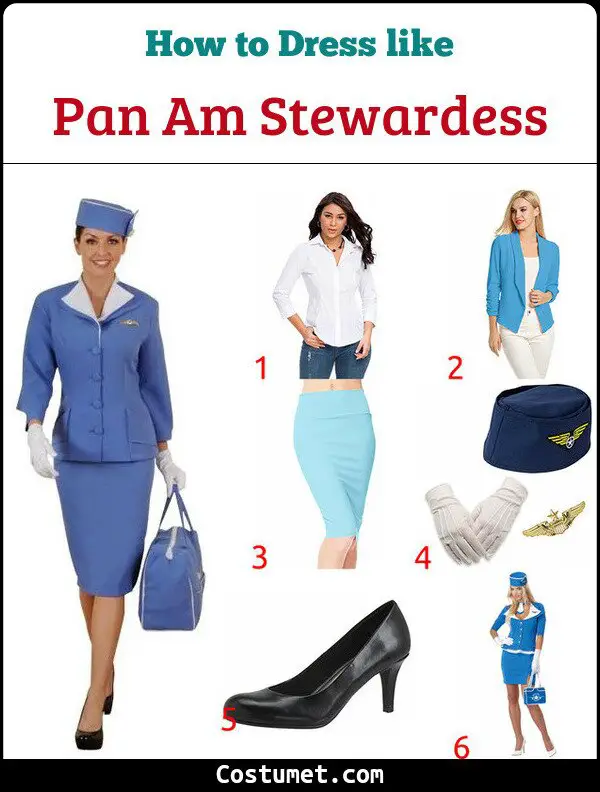 Pan Am Stewardess Costume for Cosplay & Halloween