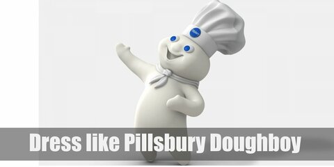 Pillsbury Doughboy costume is still a perpetually white dough-like man who wears a white scarf and a white chef’s hat