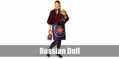 Russian doll costume can be recreated with a peasant dress and apron combo. Top it off with a head scarf, tights, and clogs, too.